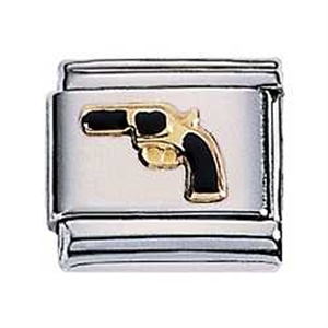 Zoppini - 9mm - Diversen pistool zwart

staal met 18krt. goud
model   : pistool zwart emaille
hoogte : 9mm